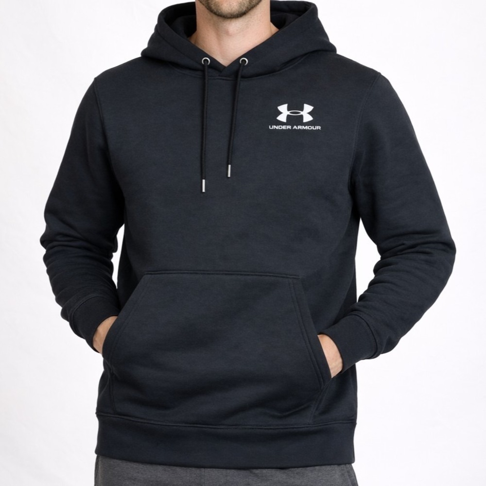 NEW Men's Under Armour Icon Fleece Hoodie Loose Pullover Black Size Small #967